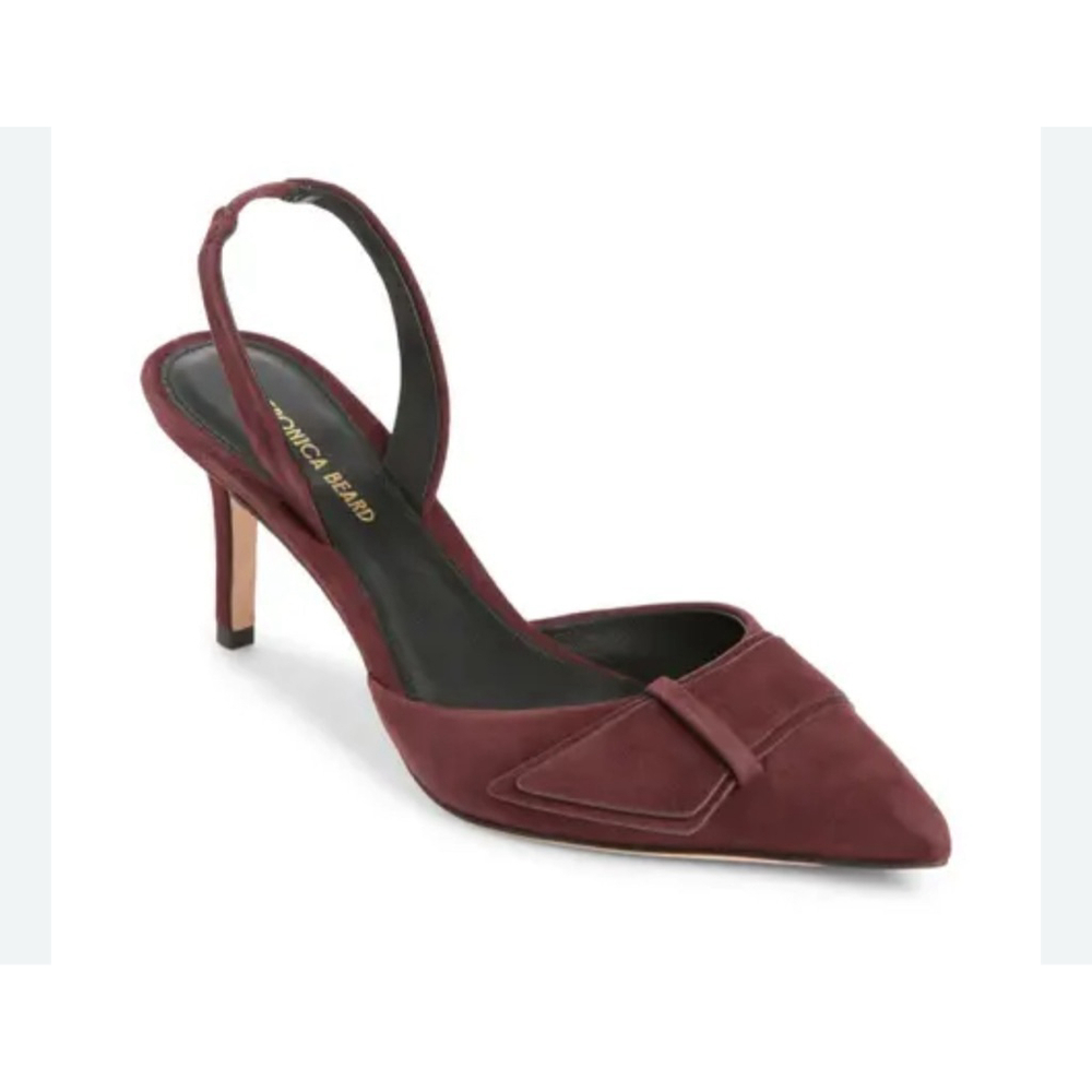 Women's Veronica Beard Burgundy Suede Lizbeth Slingback Heels Size 9 - Picture 3 of 8